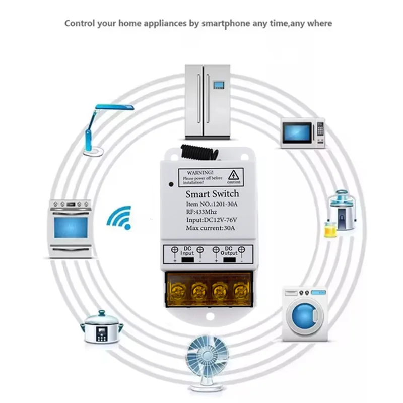 JABS-Wifi 30A Tuya Smart Switch Intelligent Automation Modules APP Remote Control DC12-76V Relay High Power