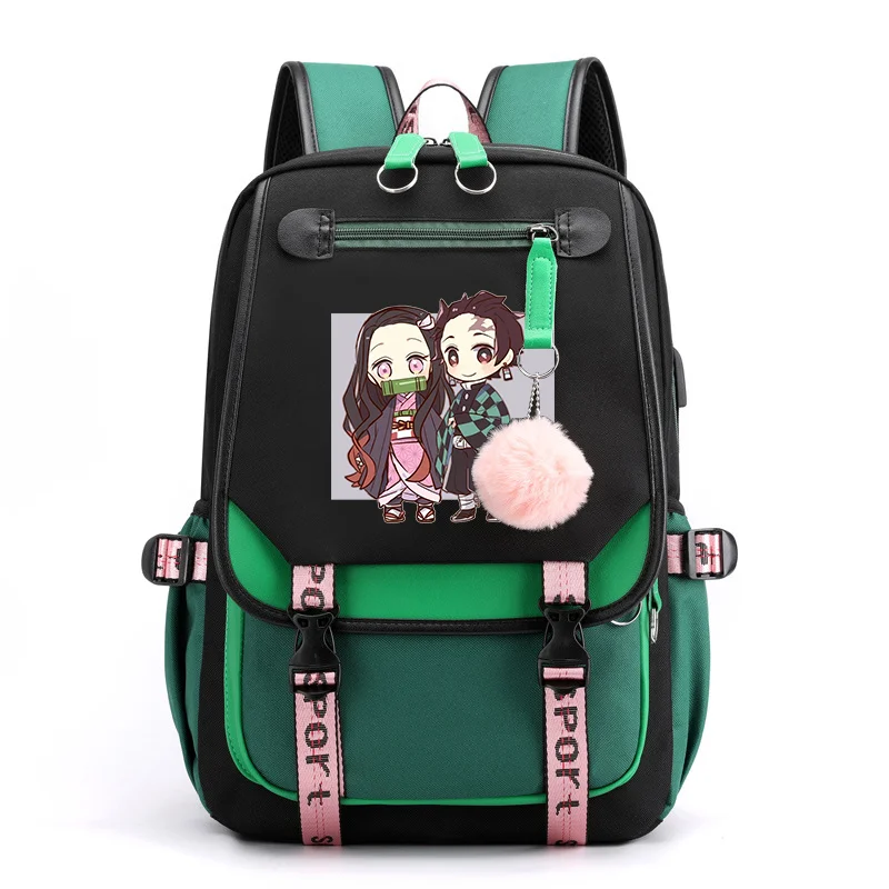 Bonito anime padrão harajuku mochila novo adolescente moda rua mochila escola mochila usb anime mochilas