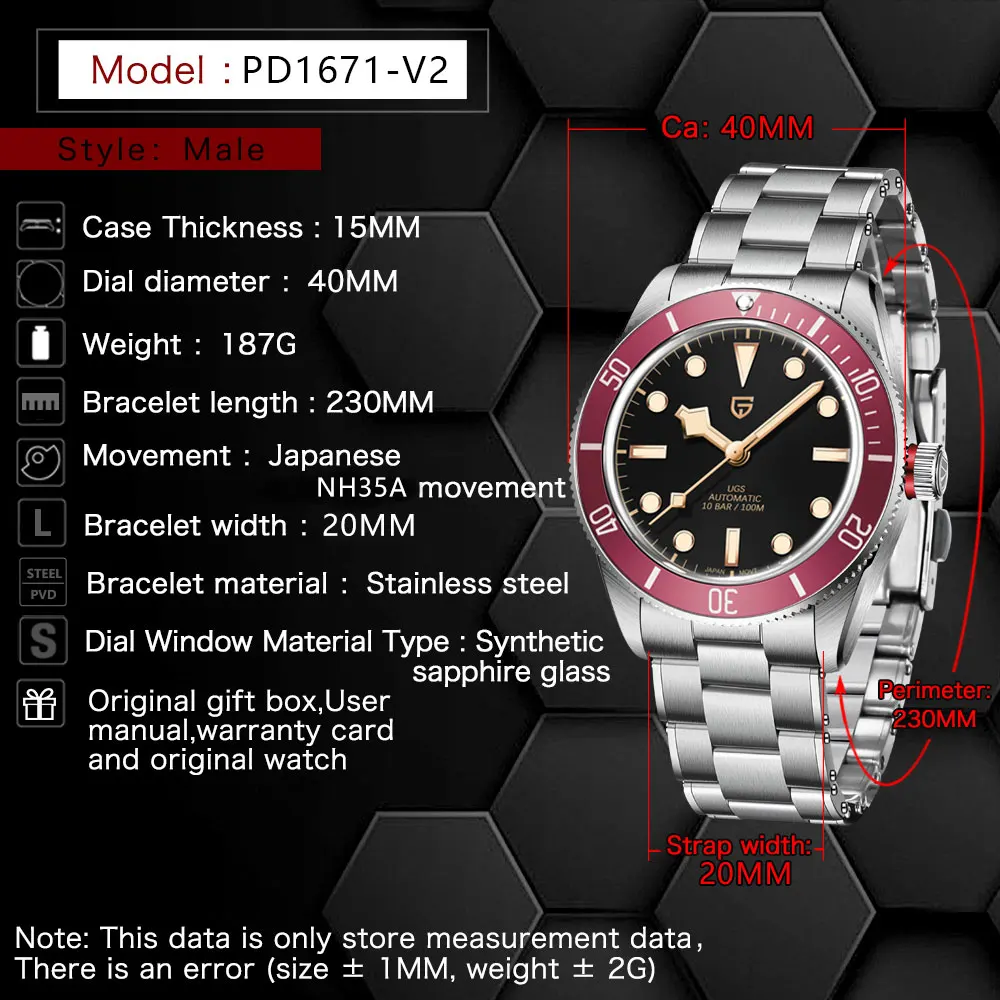 PAGANI DESIGN 2025 Men's Shock Resistant Watches Mechanical Watch Complete Calendar Sapphire Mirror Automatic Timepiece for Men