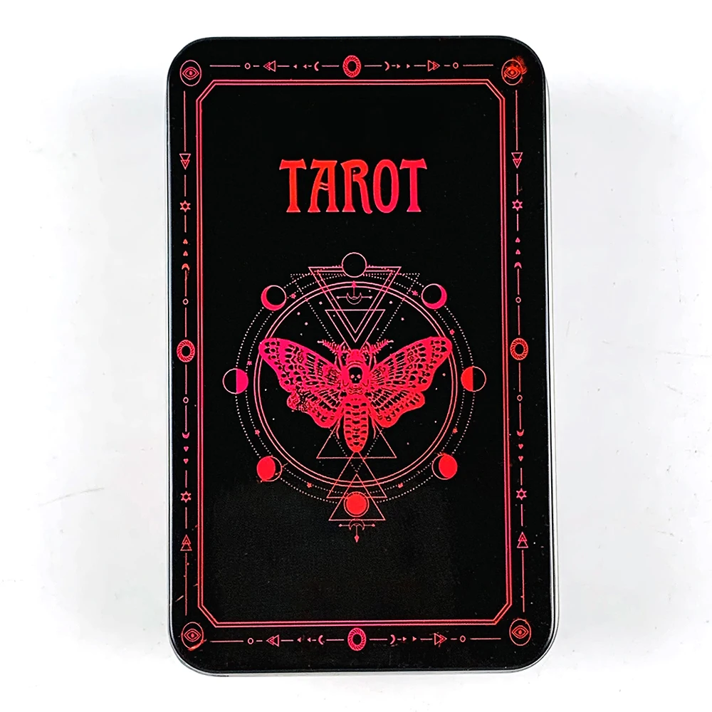 

High-Quality Tin Metal Box Tarot Cards 78pcs Deck Gilded Edge With Paper Guidebook,Party Games Halloween and Christmas Gifts