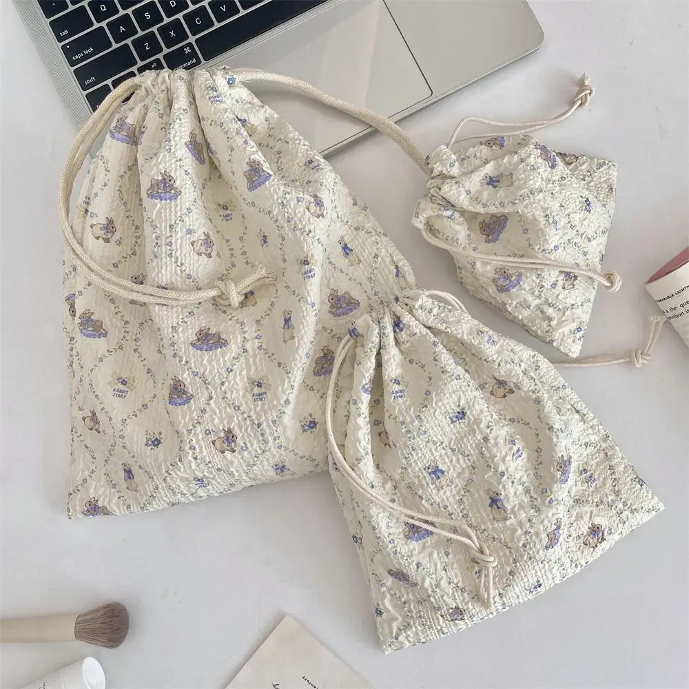 3 pçs/set kawaii cordão saco de armazenamento impressão moeda bolsa portátil sacos de higiene compõem bolsa saco grande capacidade