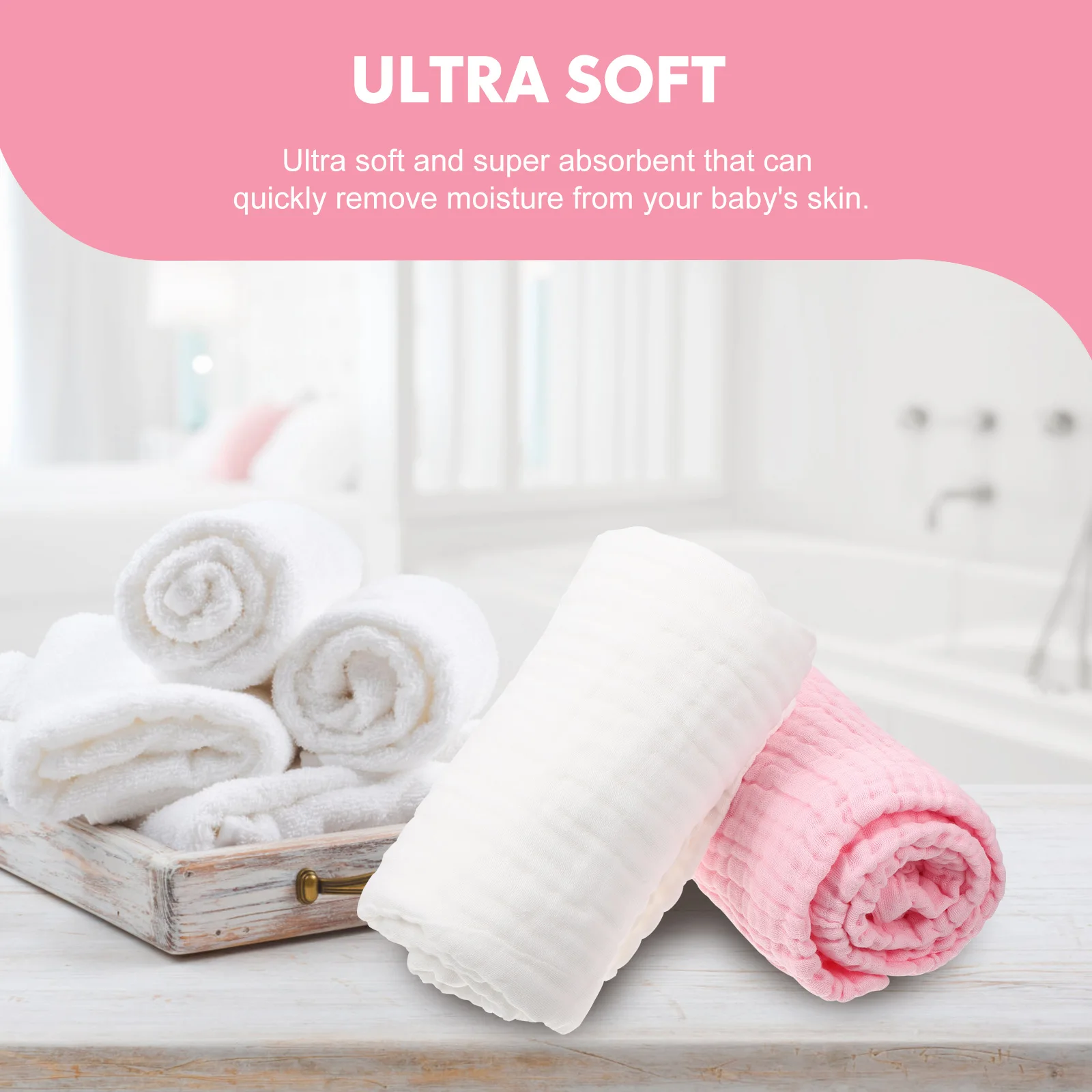 

2 Pcs Baby Cotton Yarn Bath Towel Name Wash Oversized Muslin Blankets Newborn Kids Towels for