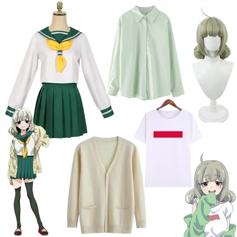 Araga Kiwi JK School Uniform Cosplay Anime Gushing Over Magical Girls Costume Wig Short Sleeve Sweater Coat Battle Dress