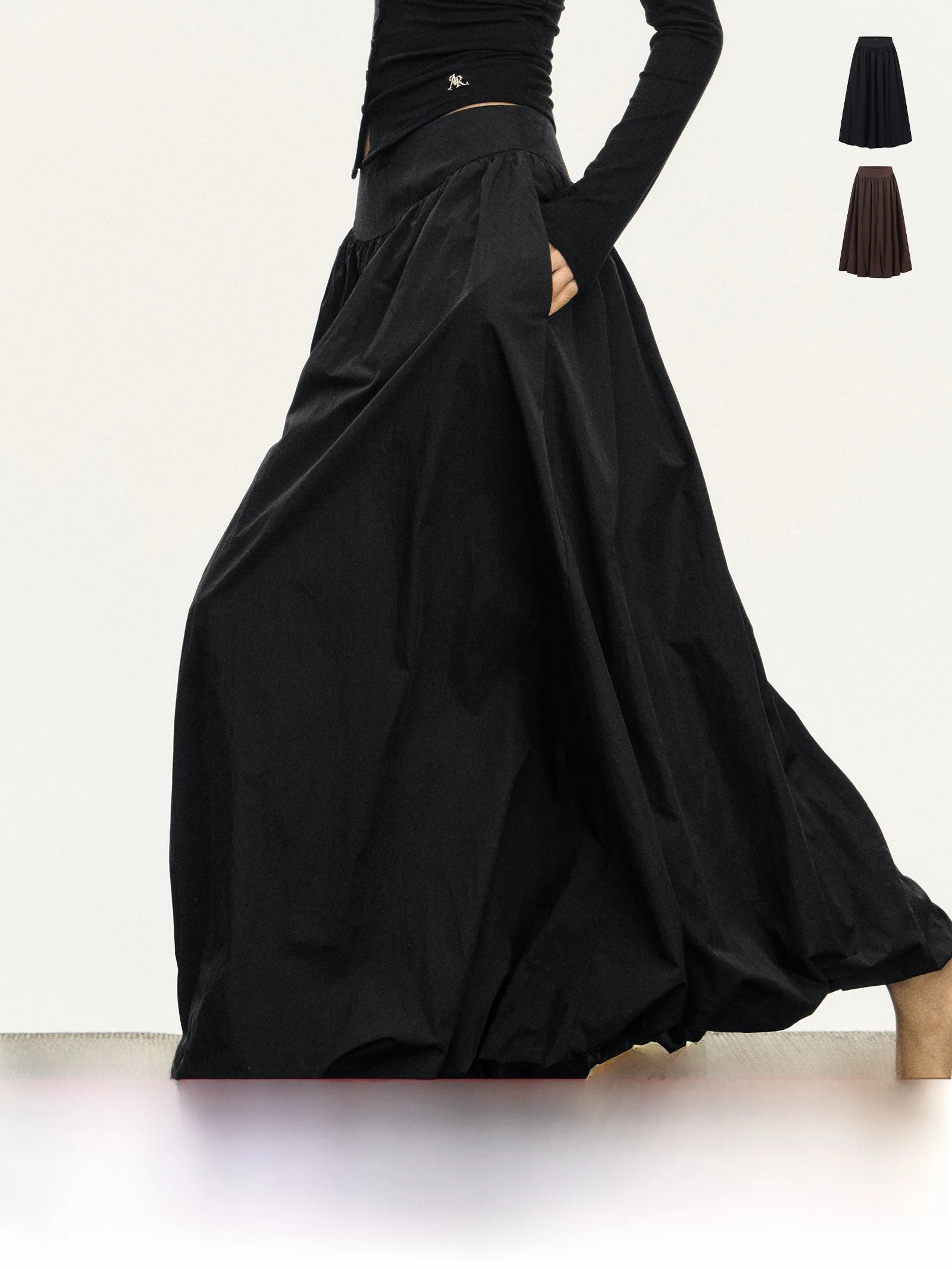 

Ariseism American Retro f Skirt Women's Bubble Skirt Summer New Flower Bud Skirt Puffy Skirt Low Waist A-Line Midi Skirt