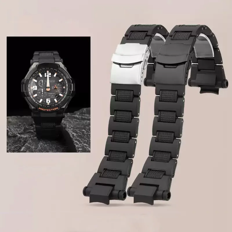 

Watch Strap16mm Replacement for Casio GW-A1100 G-1400 GW-4000 GA-1000 Wrist Band Plastic Steel Safety BuckleBracelet