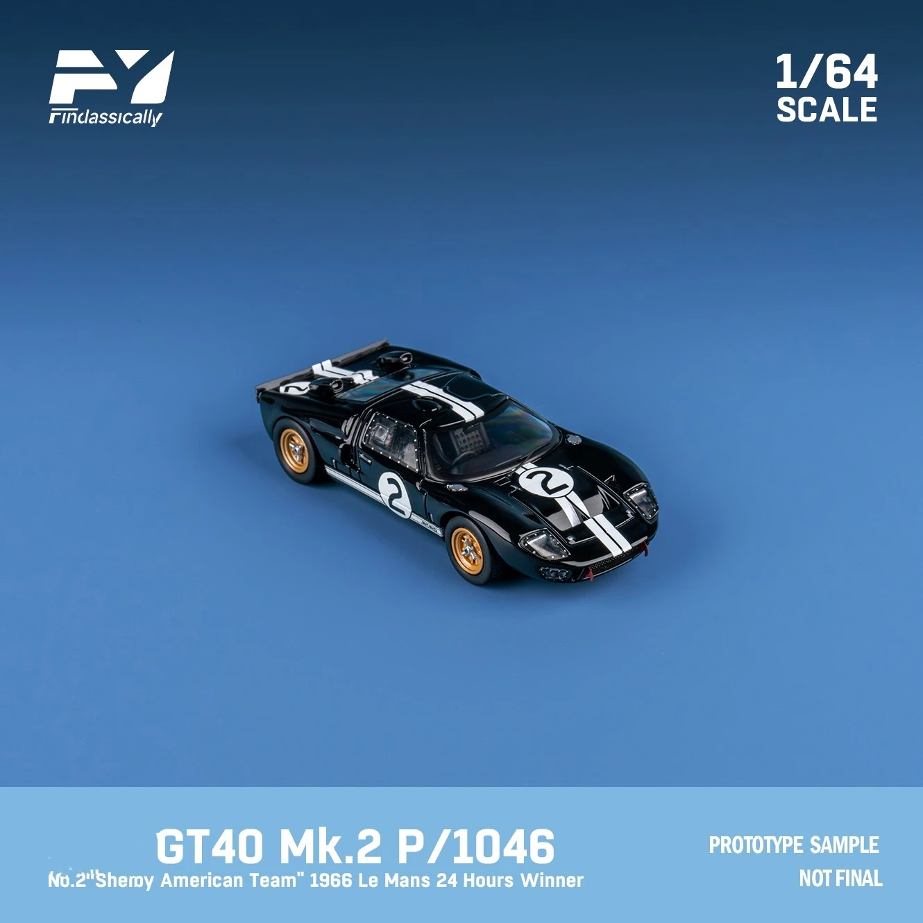 Findclassically FY 1:64 GT40 MK II Schwarz 2 #   Farbdruckguss-Modellauto