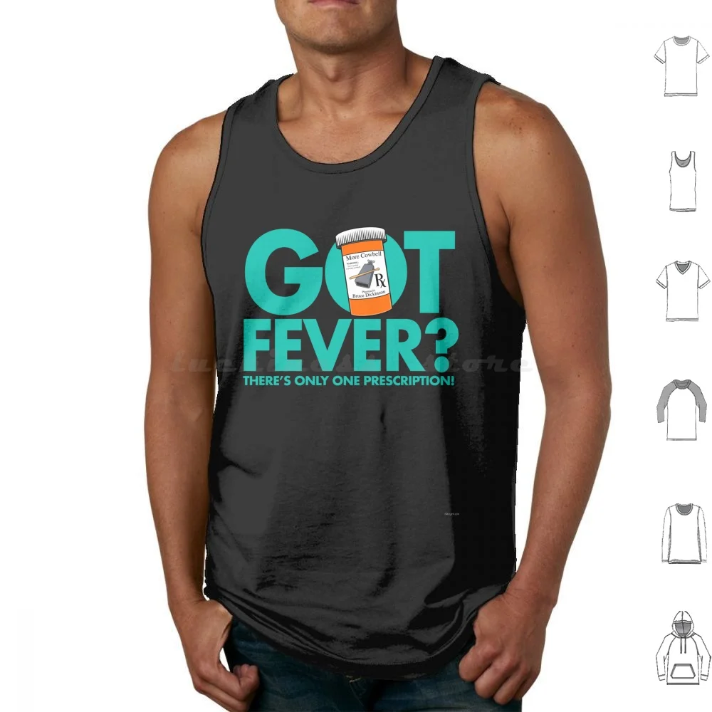 Tengo la fiebre: Más camisetas sin mangas con prescripción Cowbell Estampado de algodón Más Cowbell Snl Christopher Walken Bruce Dickinson Tengo un