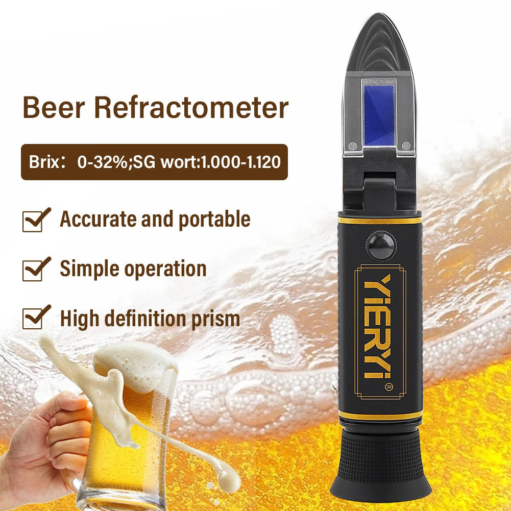 Yieryi réfractomètre de vin de mosto de bière Brix 0-32% gravité spécifique 1.000-1.120 hydromètre portable double échelle outil de brassage à domicile