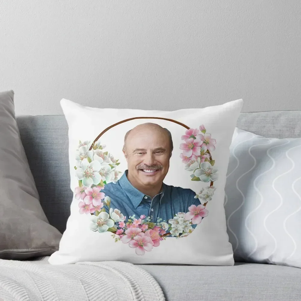 

Dr. Phil - Blue Flower Frame Throw Pillow Sofa Cushions Christmas Pillow Covers pillow