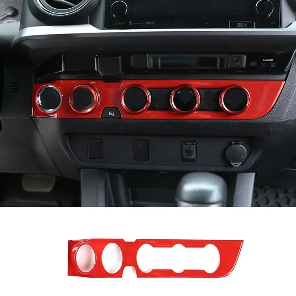 

ABS Car A/C Knob Control Switch Panel Cover Trim For Toyota Tacoma 2016-2020 Center Console Interior Decorative Accessories