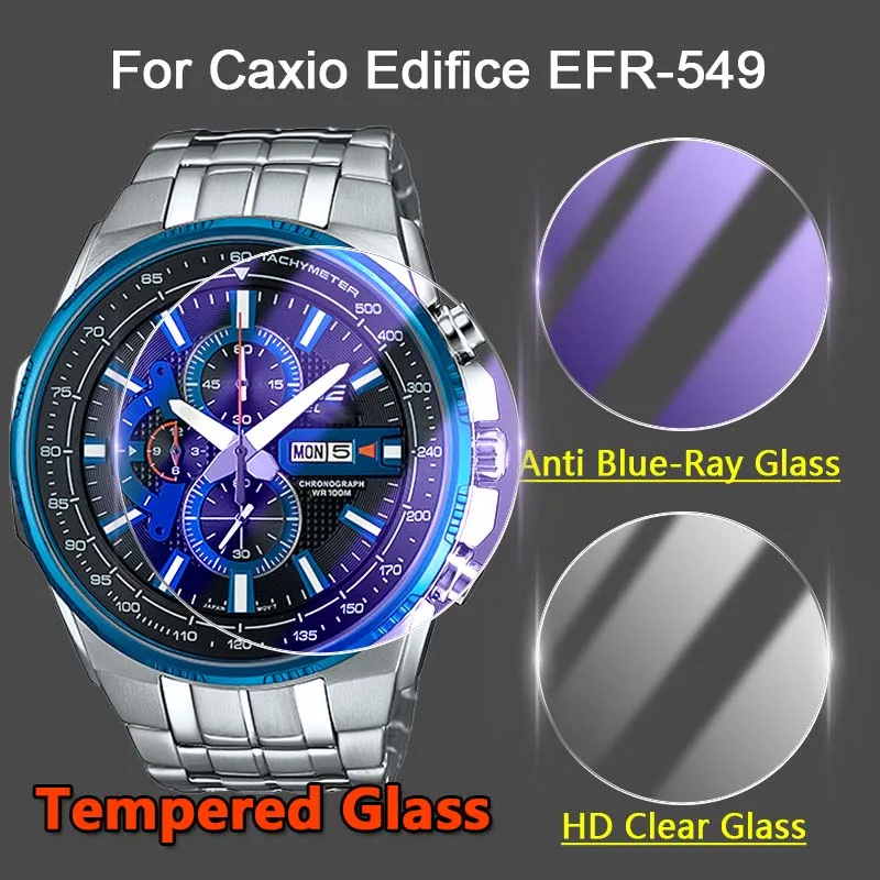 Screen Protector For Casio Edifice Watch EFR-549 2.5D 9H Ultra Clear / Anti Blue-Ray Tempered Glass Guard Full Cover Film