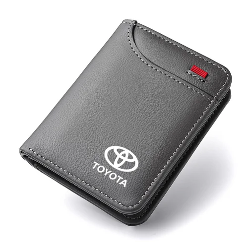 Cartera de cuero para hombre para coche, bolsa de almacenamiento para tarjetas y billetes para vehículos motorizados, para Toyota Corolla Prius Auris CHR Land Cruiser Camry Avalon