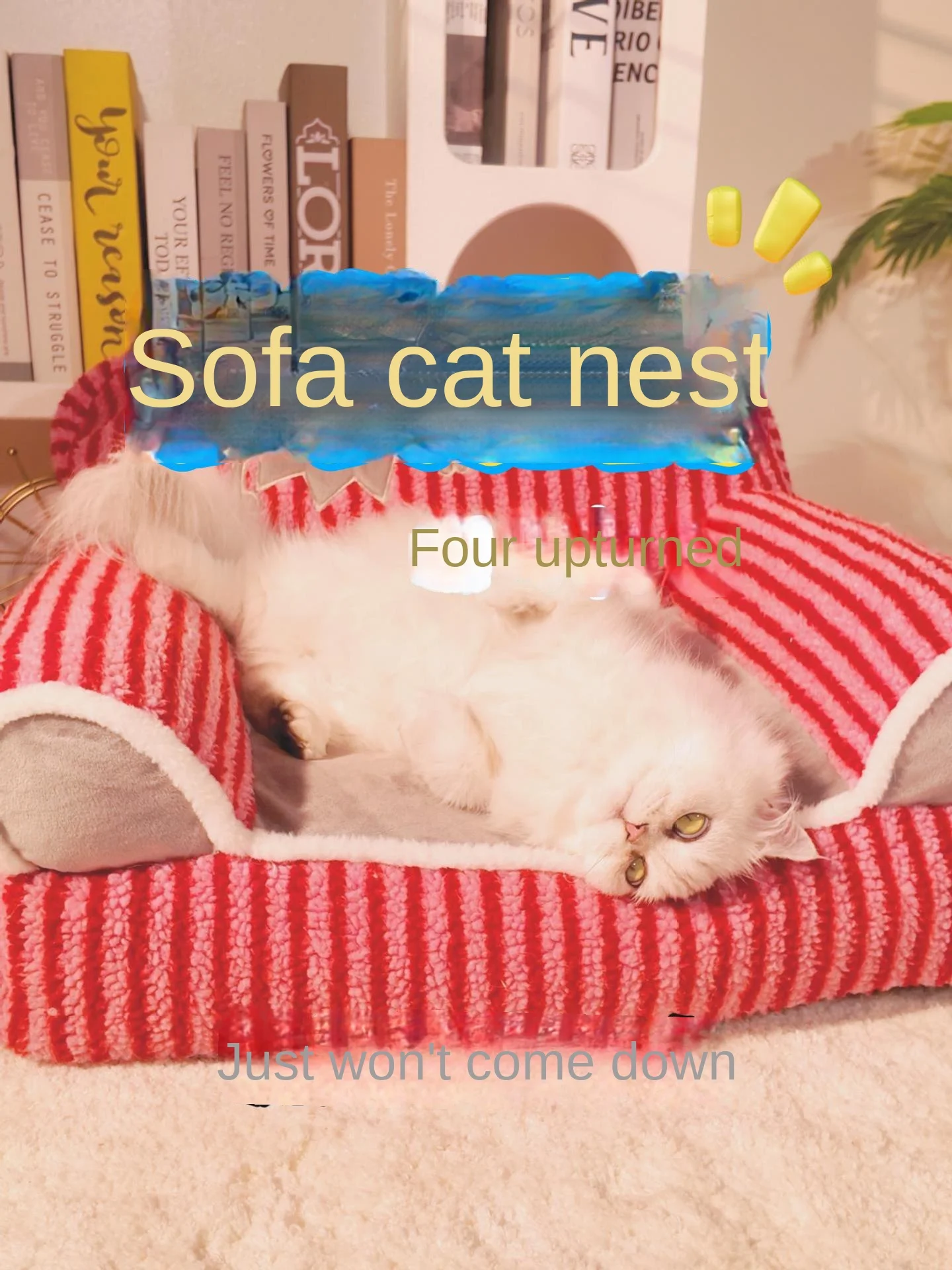 

Cat Bed, All-Season Pet Plush Sofa, Warm In Autumn And Winter, Striped Dog Bed, Raised And Thickened Sofa, Anti-Slip