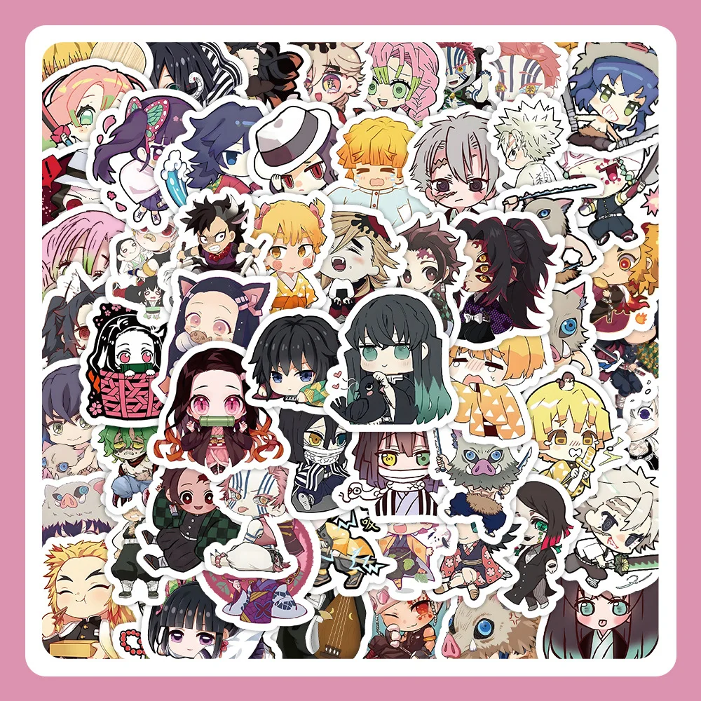 10/30/60PCS Anime Demon Slayer Sticker Q Version Cartoon Cute Funny Graffiti DIY Stationery Box Bike Laptop Decal Kids Toy Gift