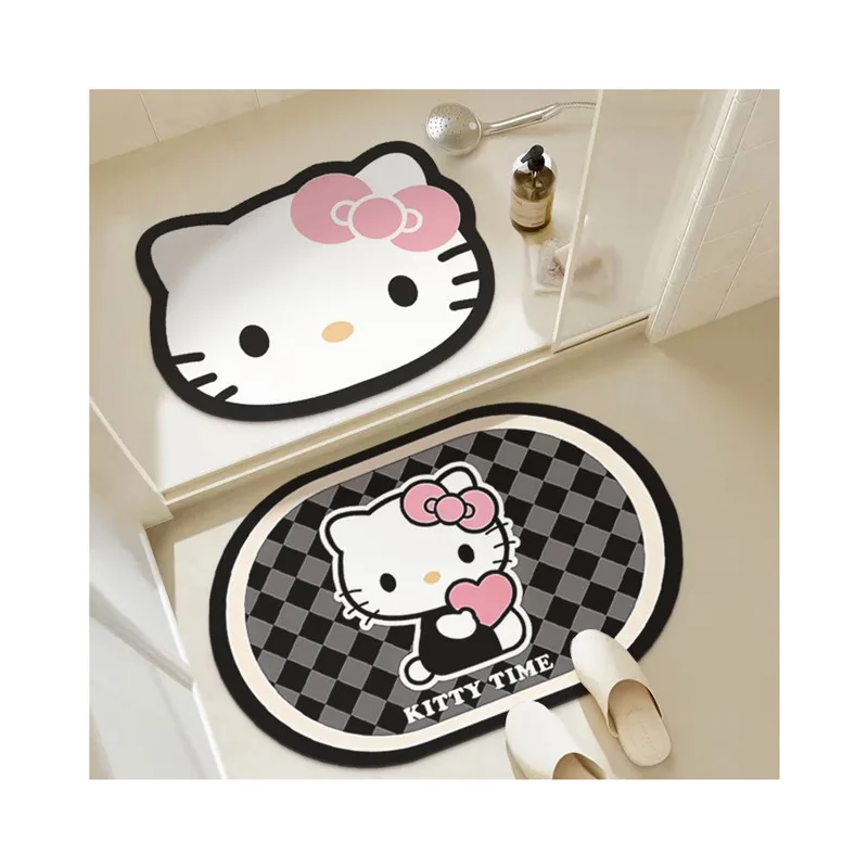 Sanrio เสื่อลายการ์ตูนน่ารักใหม่สำหรับบ้านเสื่อดูดซับไม่พรมเช็ดเท้าหน้าประตูในห้องน้ำเสื่อเท้าในห้องน้ำเครื่องประดับหัวใจผู้หญิงที่เรียบง่าย