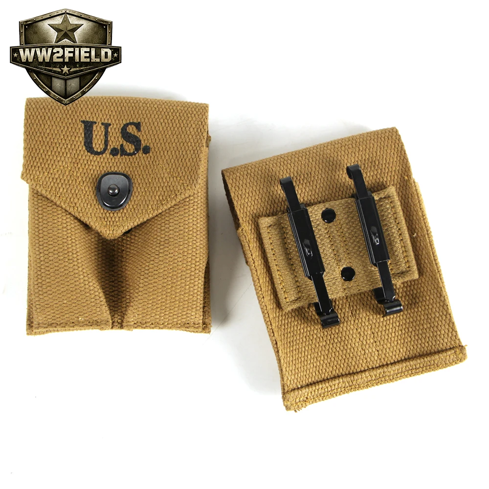 

Vietnam War Era 1911 Dual Magazine Pouch Khaki Cotton Webbing Military Collector's Mag Holder B93