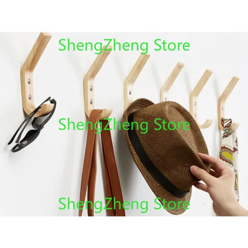 

4PSC Solid wood clothes hook wall creative modern simple fitting room