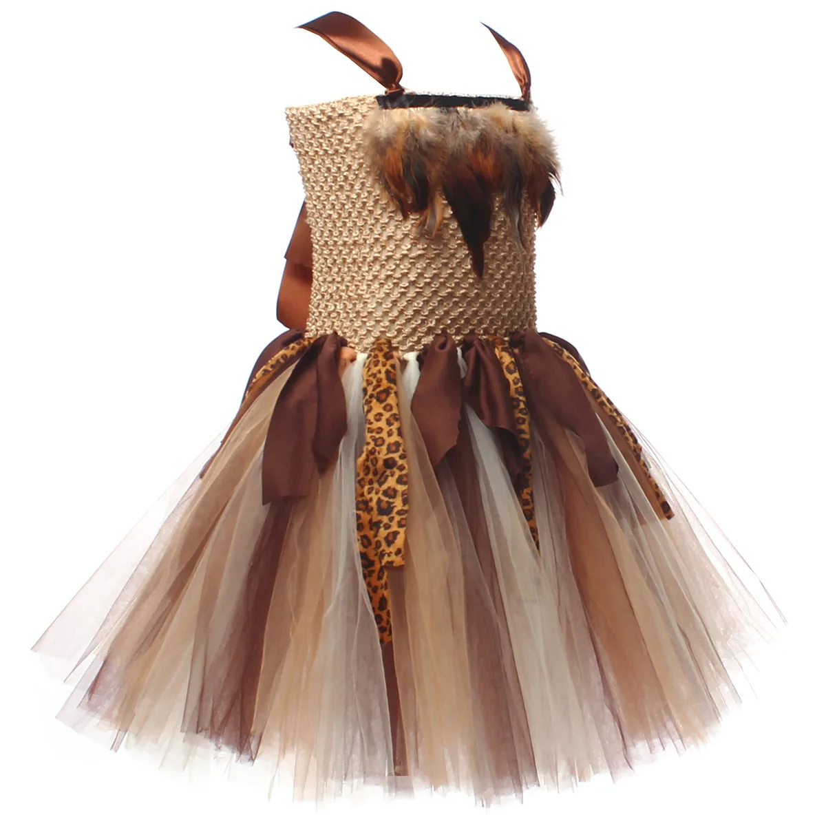 洞窟少女コスチューム 女の子用 ワイルドマンコスプレ 誕生日 ジャングルカーニバルパーティードレス ファンシーチュチュ衣装 ハロウィンチュチュドレス
