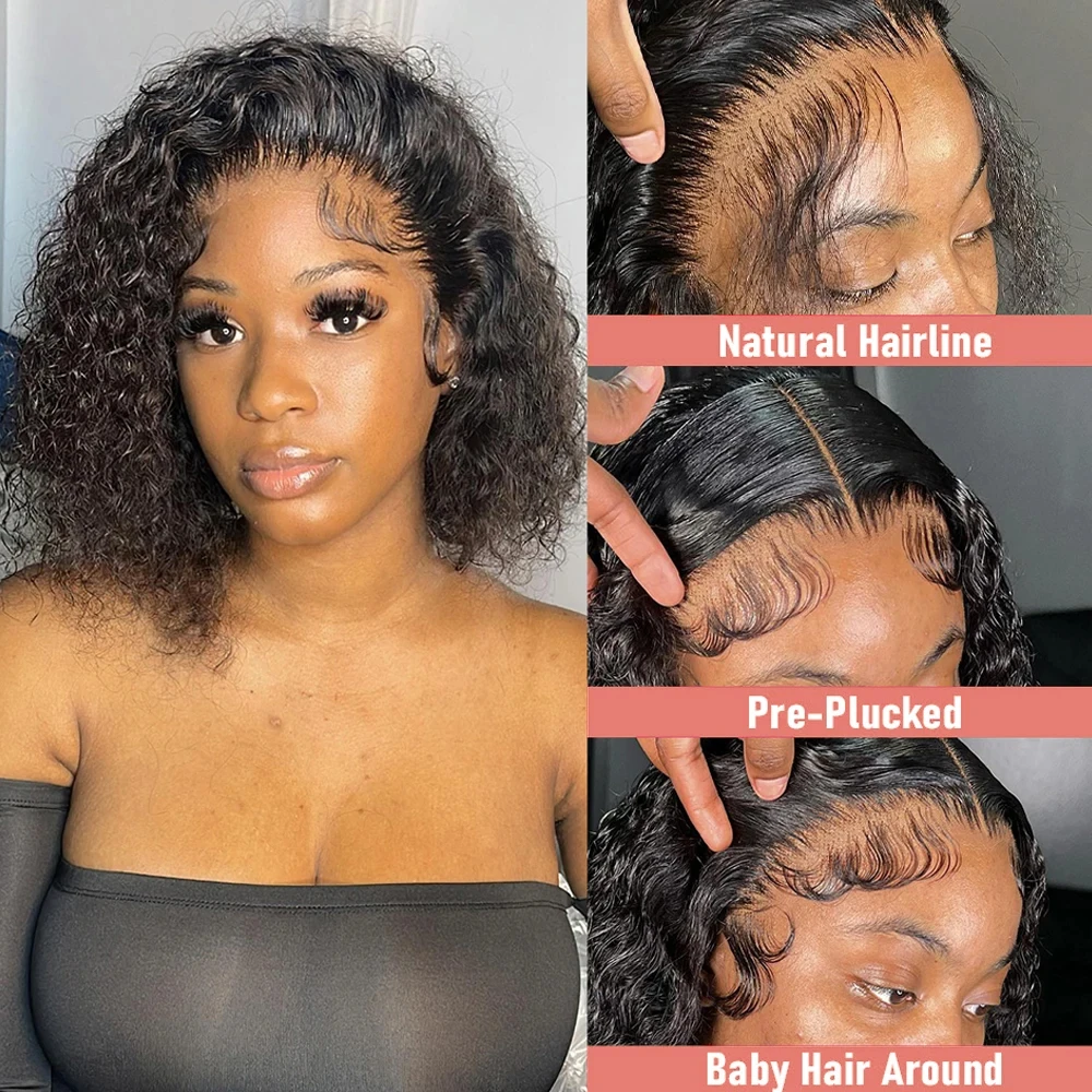 Brazilian Deep Wave Short Bob Wigs Human Hair 13x4 13x6 HD Lace Frontal Wigs 250% Loose Curly 5x5 Glueless Lace Closure Bob Wig image 3