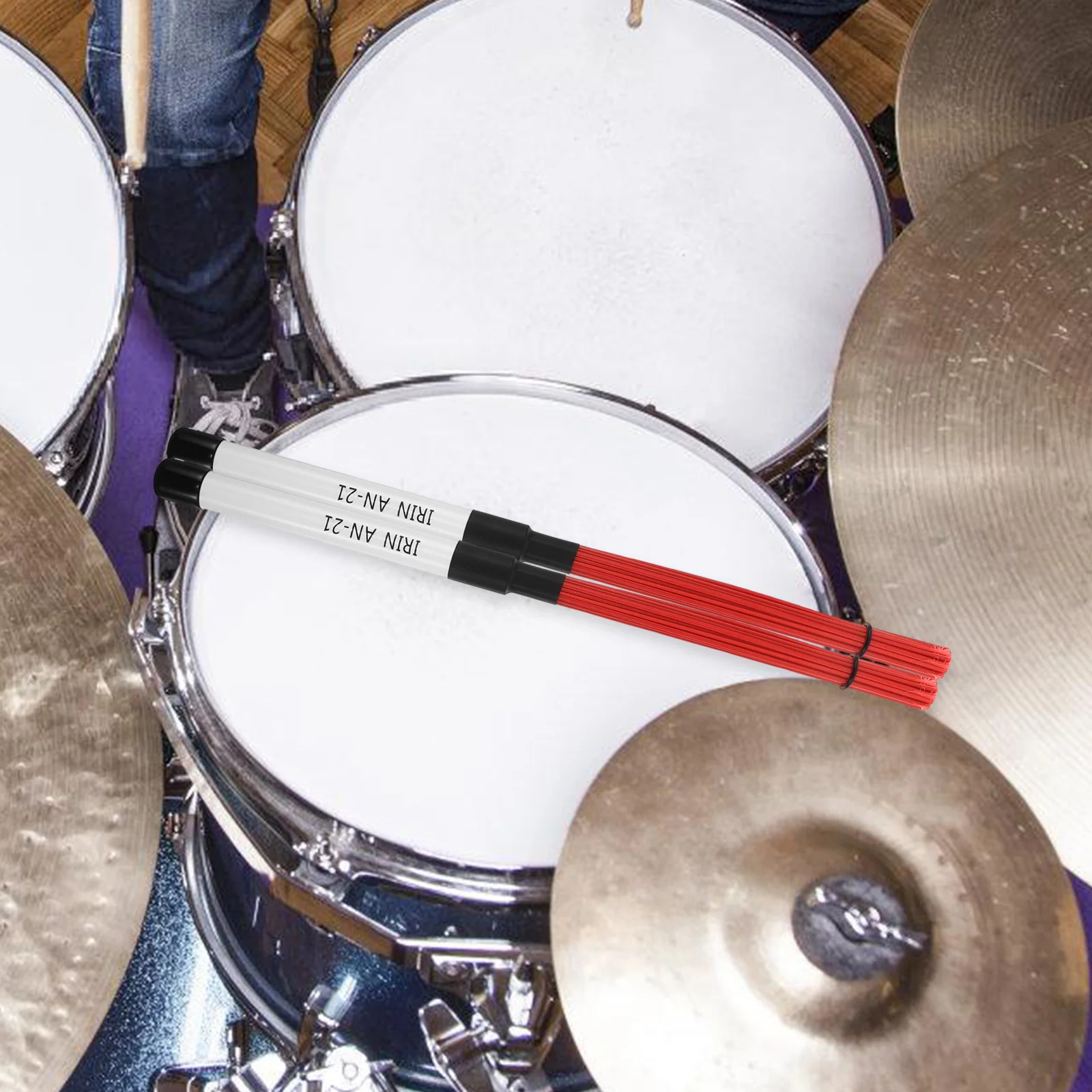 

1Pair Nylon Jazz Drum Brushes Dynamic Sound Ergonomic Handle Ideal for Acoustic Percussion Practice and Performance