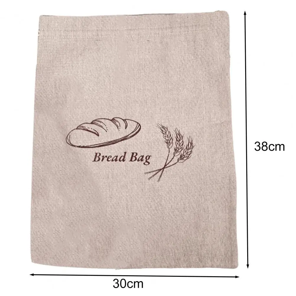 Linen Bread Bag Capacity Double-layered Bread Storage Pouch with Drawstring Sealing for Picnic Commute School Reusable Food