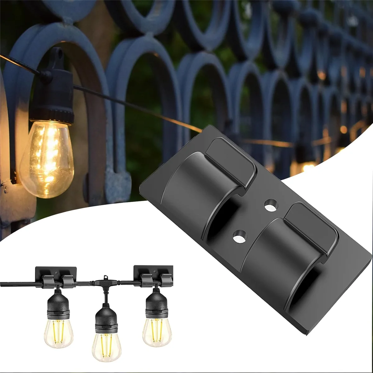 Hooks for Outdoor String Lights Clips, 30Pcs Black Light Clips Heavy Duty Light Hooks for Indoor Outdoor String Lights