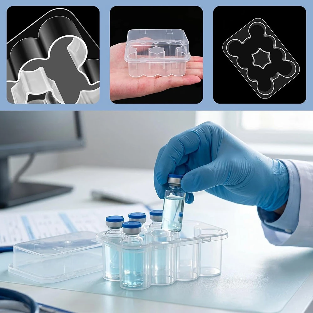 ABUO-10-Pack 3Ml Vial Storage Case, Holds Up To 100 3Ml Vials With Ten 10-Slot Trays For 1-3 ML Peptide Vials, Stackable