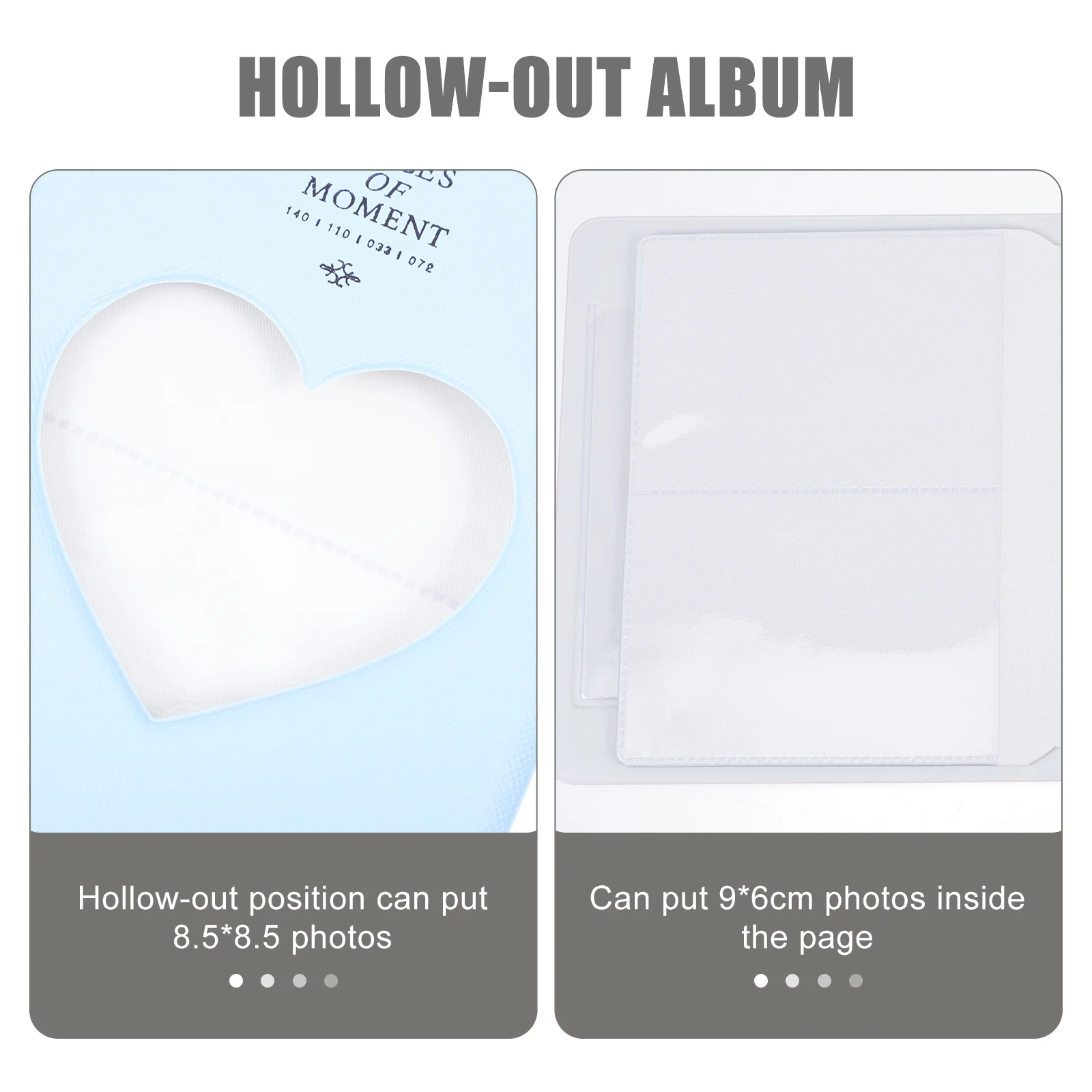 

3Pcs Photo Storage Albums Heart Shape Hollow Creative Photograph Insert Album Practical Picture Display Book Picture Album