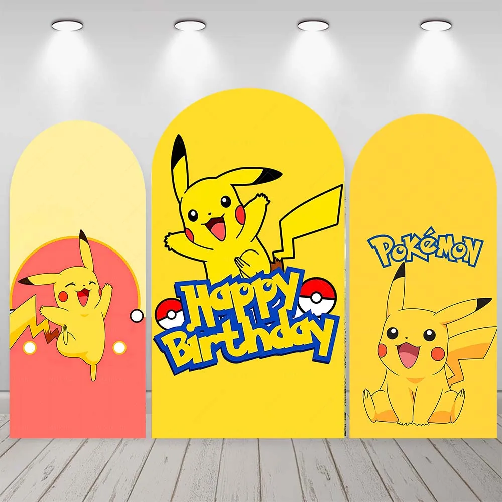 

Yellow Pikachu Lightning Photography Background Arch Custom Pokémon Backdrop Kid Boy Girl Birthday Party Baby Shower DecorPoster