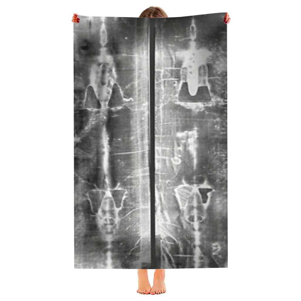 

Easter Full length negatives of the Holy Shroud of Turin Beach Towel Poncho Bathing Towels Cover-ups Quick Dry Sand