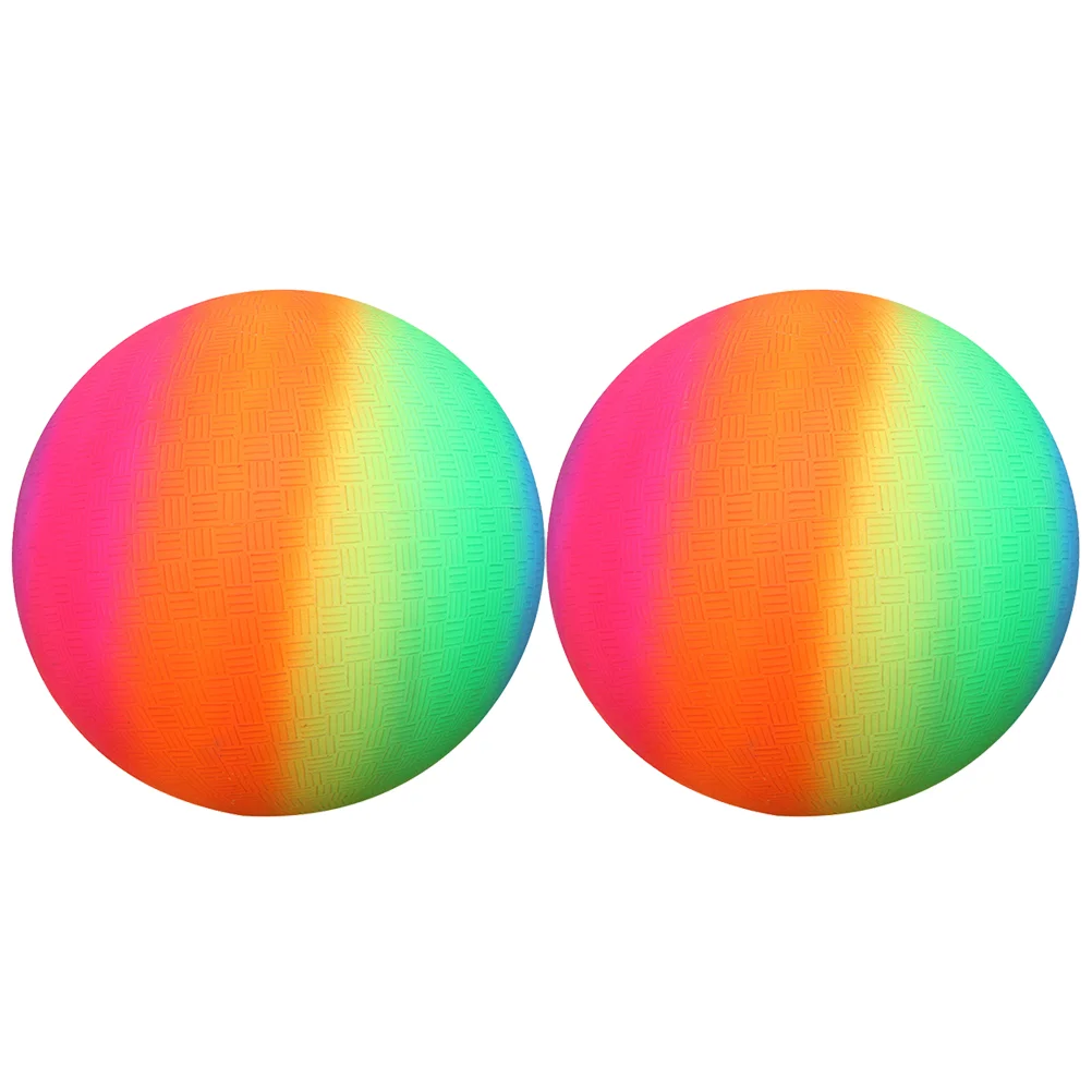 

2 Pcs Bounce Play Ball Kids Playing for Pool Rainbow Balls Flaping Kickball Handball Beach