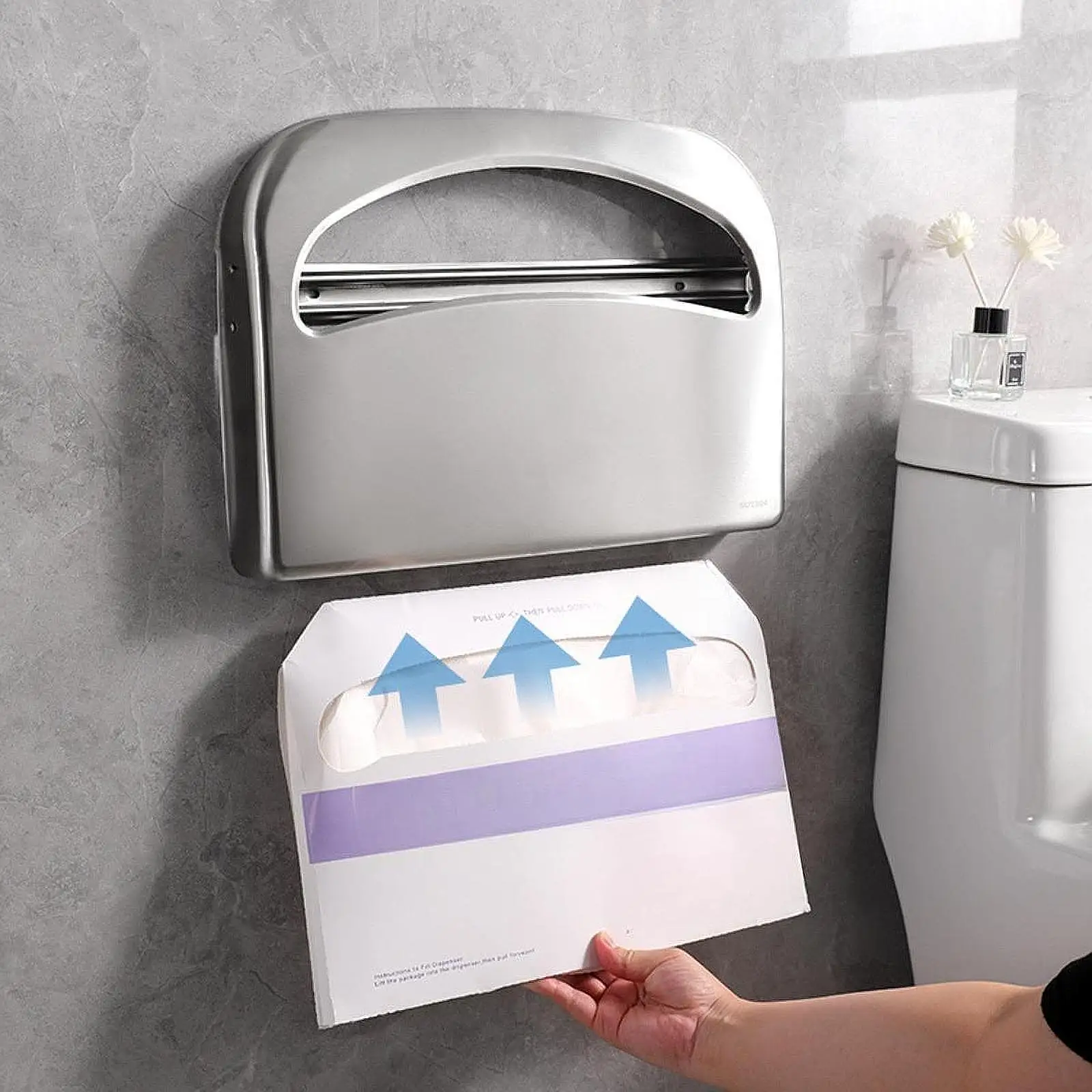 Toilet Tissue Box Wall Mount Stainless Steel Tissue Box for Hotel Apartment