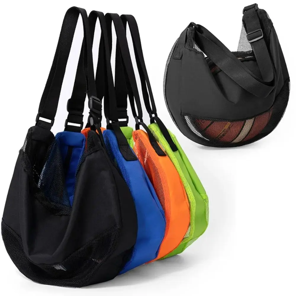 Multifunktionale Basketball-Netztasche, atmungsaktiv, mit Reißverschlusstasche, einzelne Balltasche, verstellbar, tragbar, Sportball-Umhängetasche