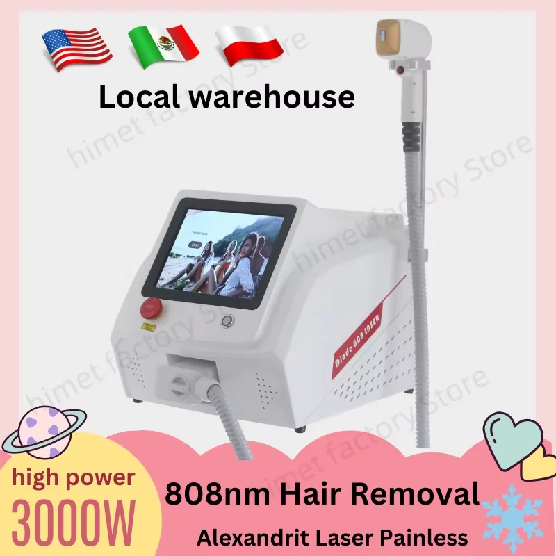 3000W Platinum Diode Laser Hair Removal Machine 755 808 1064 nm 3 wavelengths Beauty Equipment For Salon/Home