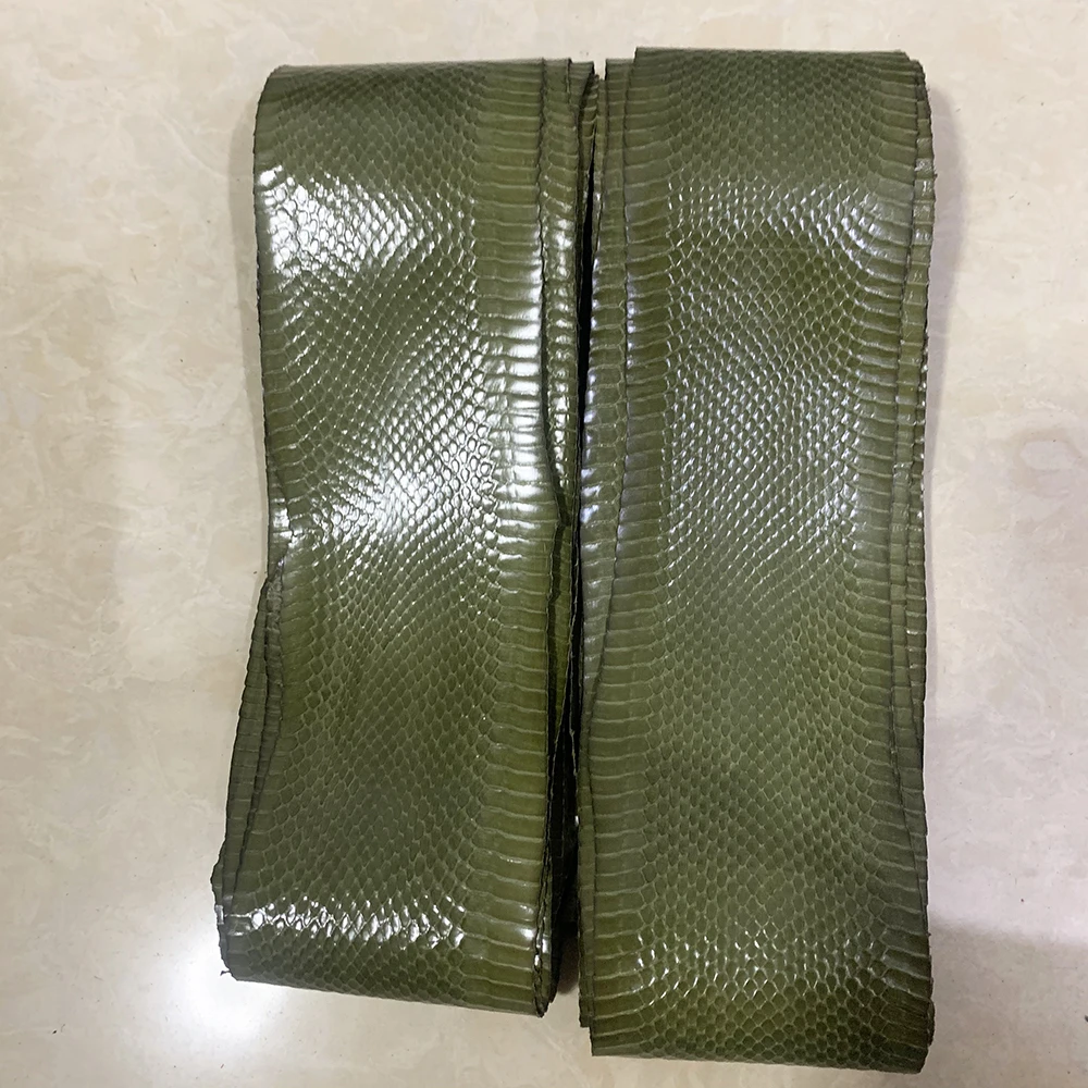 Green printing pattern Natural Leather Snake Skin for Phone Case, Leather Bag, Shoe Belt DIY, Handmade Leather Material