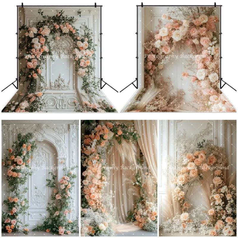 

Фон для фотосъемки: свадебный портрет невесты, цветочная арка, белая стена, детский день рождения, художественный фон для беременных, фотостудия