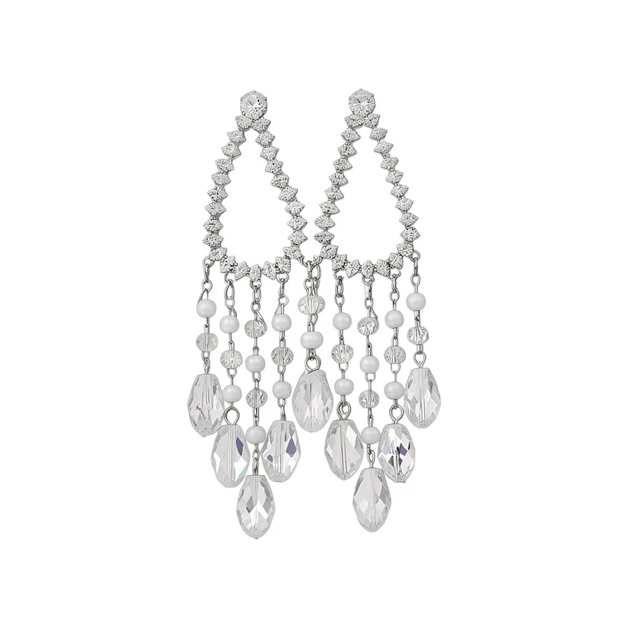 

Luxury Water Drop Full Diamond Long Tassel Earrings Exaggerated Design Elegant Fashion Jewelry Gift For Ladies