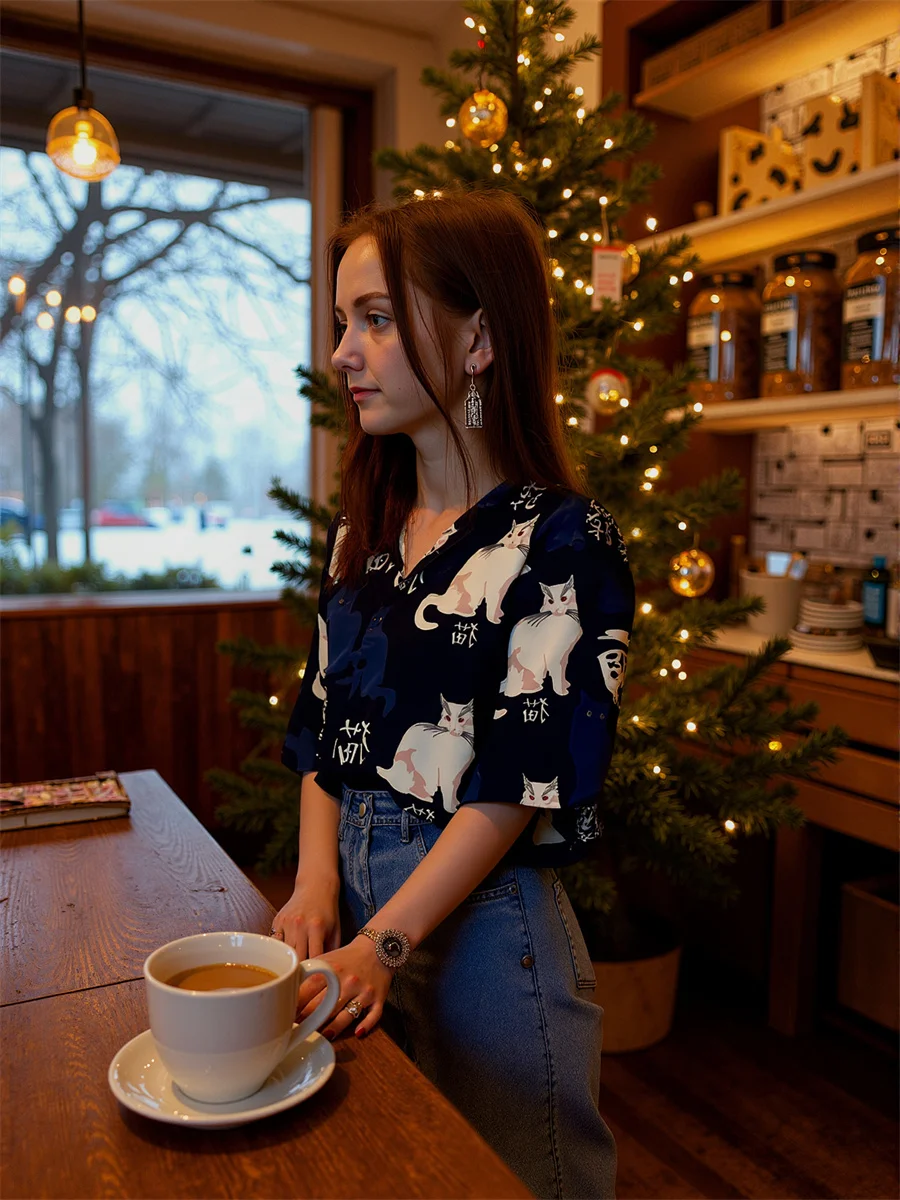 

Рубашки в корейском стиле с животным принтом, блузки для девочек, одежда для женщин, зимняя одежда, минималистичная мода, эмо, эстетика, Harajuku, повседневная одежда