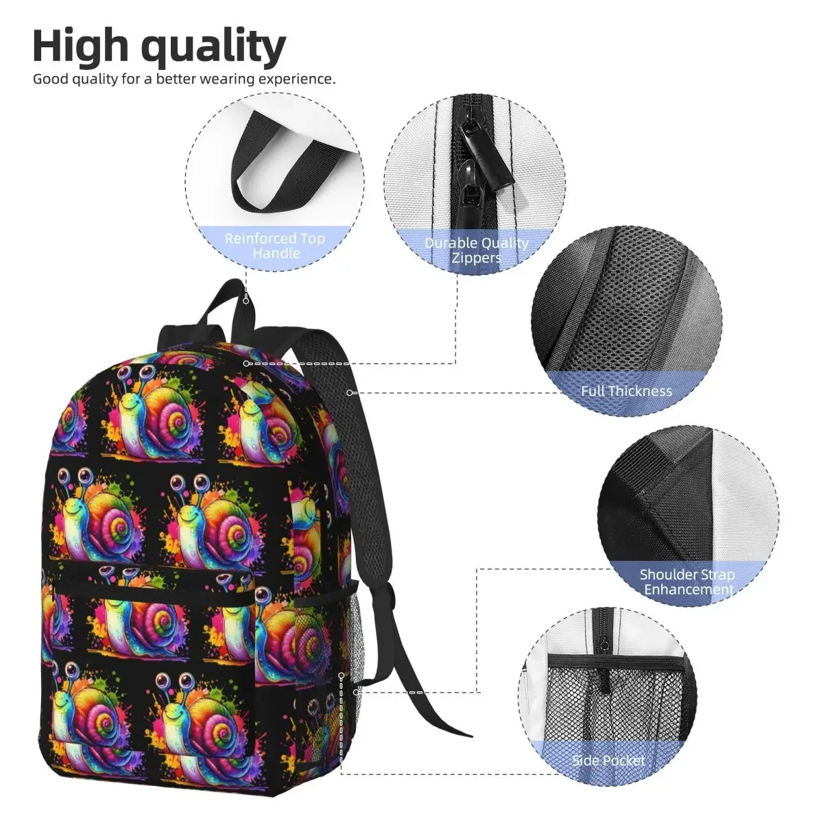Smiling Cute Snail Backpack Student BookBag Kids School Bag Laptop Shoulder Bags for Men Women