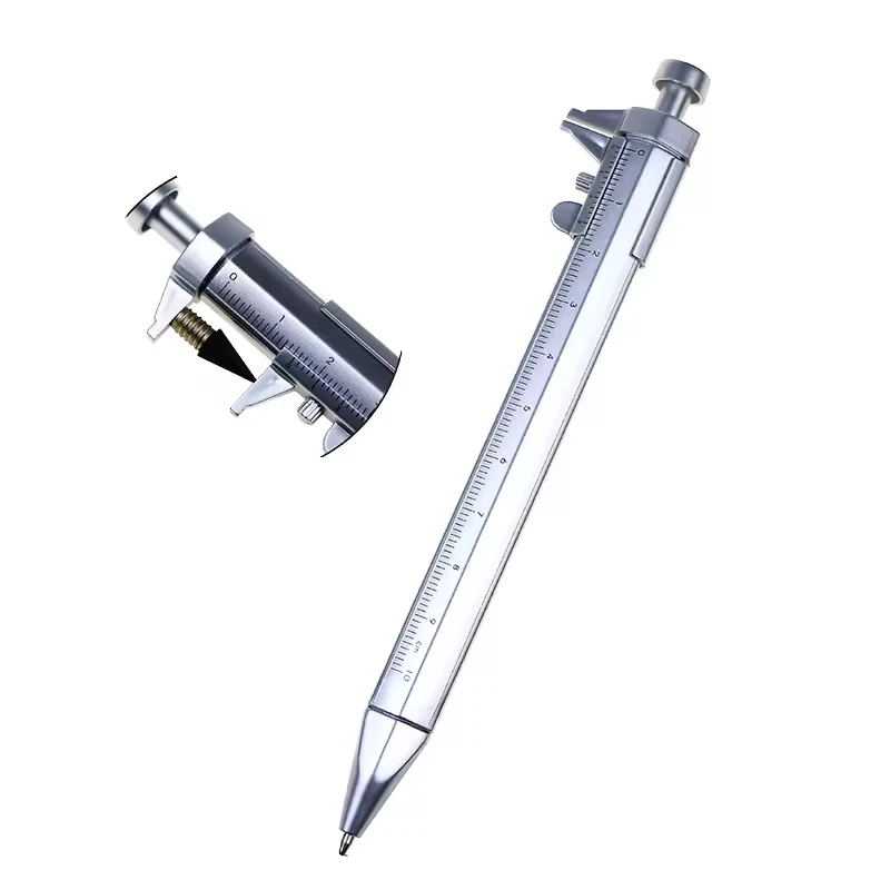 Vernier Caliper 0-100mm Ballpoint Pen Caliper Pen Stationery Writing Instrument Measuring Tool School 0.5mm Ballpoint Pen Gel