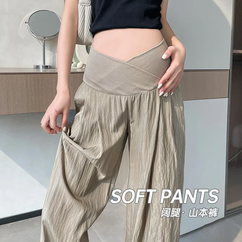 

slouchy style pants for Maternity summer wide leg loose straight Across V trousers for pregnant women Yamamoto youth Pregnancy