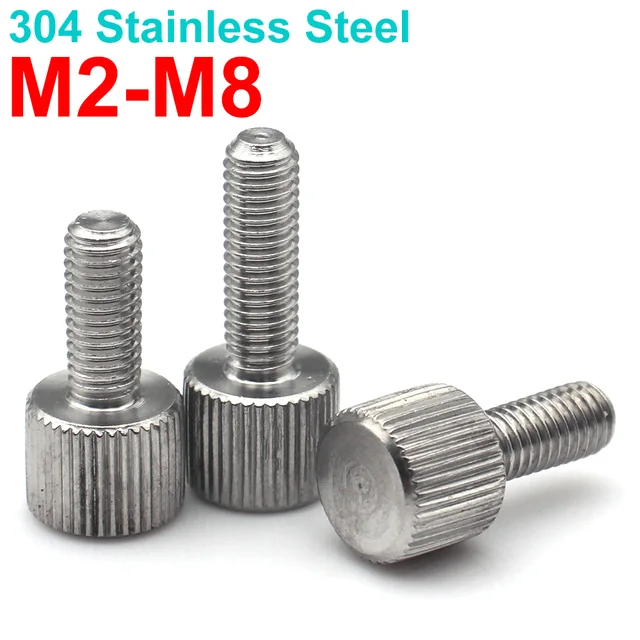 5-20 szt. Śruby radełkowane M3 M4 M5 M6 M8 ze stali nierdzewnej 304, z okrągłą główką, płaską główką, do ręcznego dokręcania, śruby z radełkowanym uchwytem.
