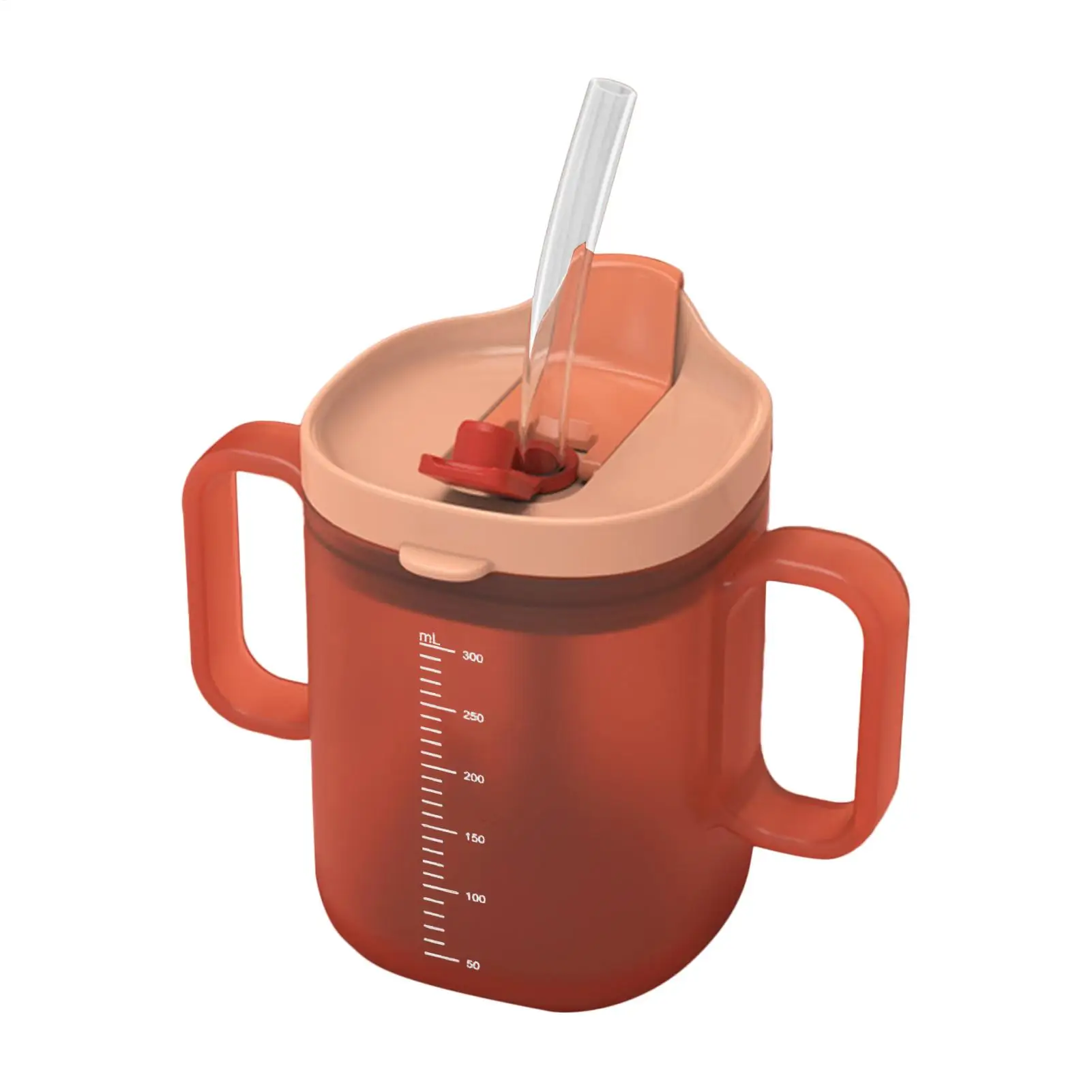 300mL Patient Drinking Cup Elderly Drinking Cup Anti-choking Design Drinking Cup With Handles Feeding Cup With Lid And Straw