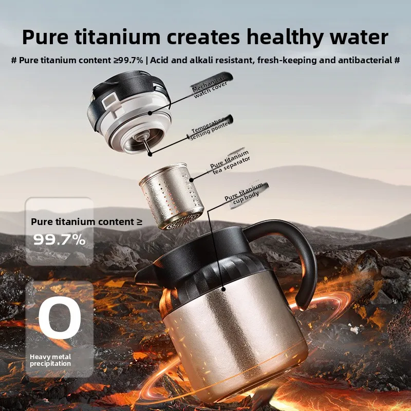 Pure titanium stewed teapot thermal insulation pot mechanical digital display stuffy teacup accompanying portable teapot