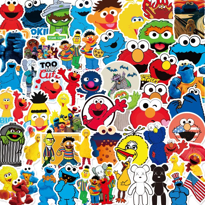 50pcs Classic Idea Cartoon Cuteness Sesame Street Stickers Children'S Stationery Graffiti Decoration DIY Home Icebox Sticker Toy