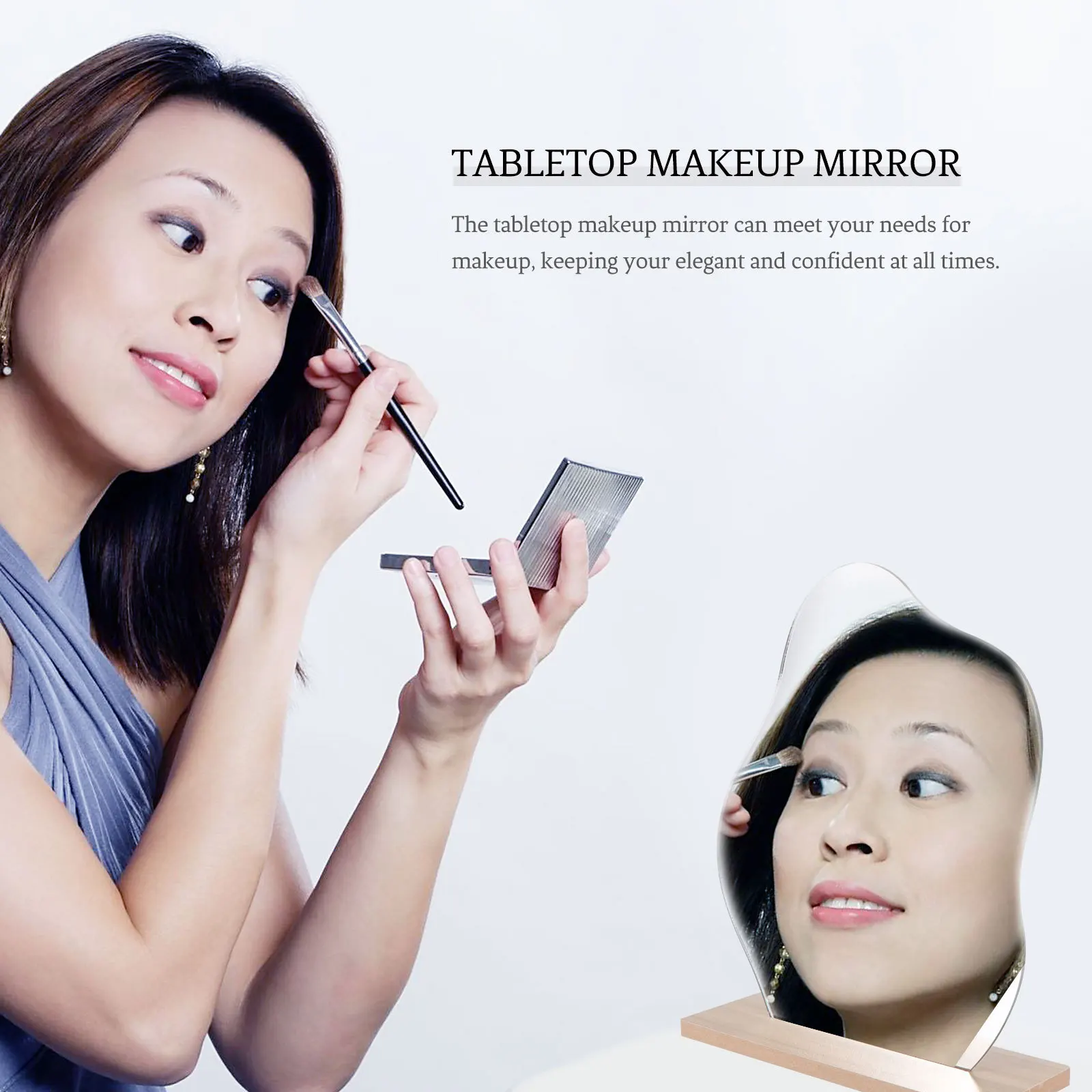

Desktop Makeup Mirror Silver Irregular Design High Definition For Women Daily Use Tabletop Vanity Creative Gift Dorm Home Decor