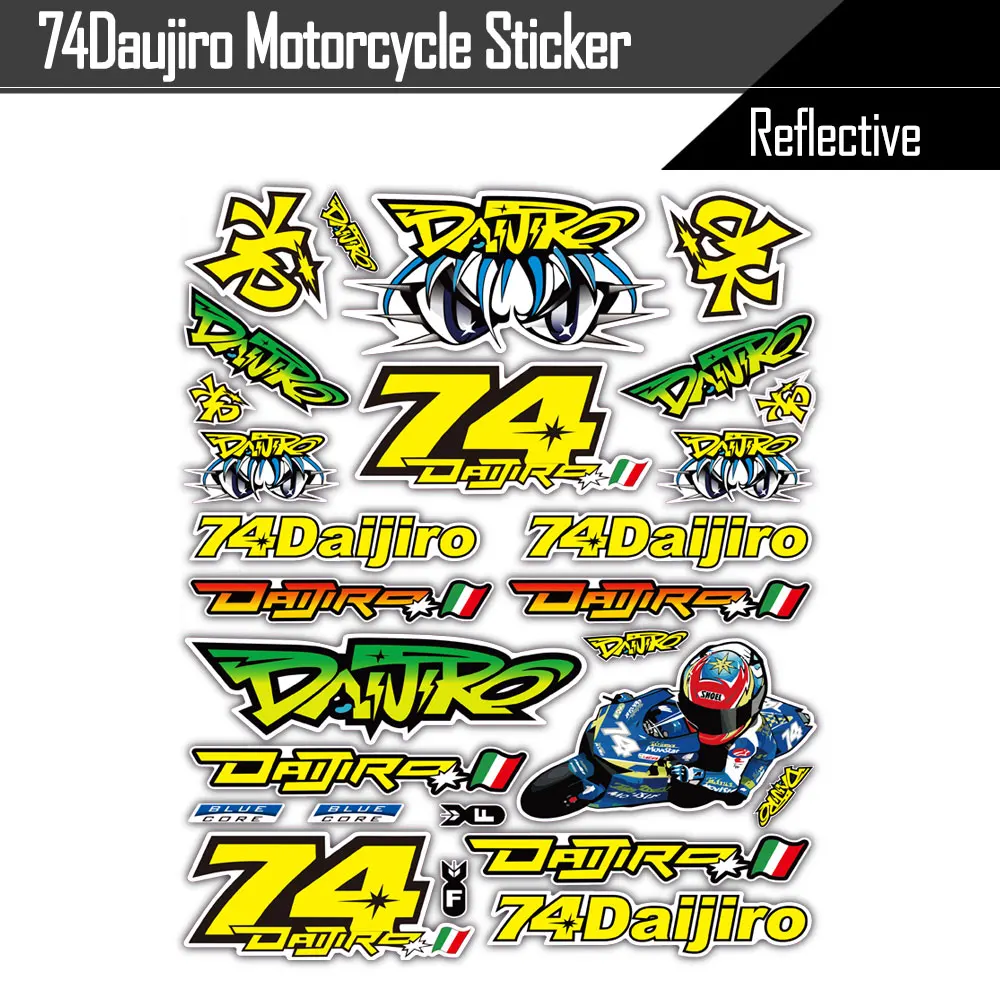 Reflective Motorcycle Accessories Racing Sticker Helmet Decal Decoration For 74 Daijiro HONDA YAMAHA SUZUKI BRIDGESTONE SHOEI