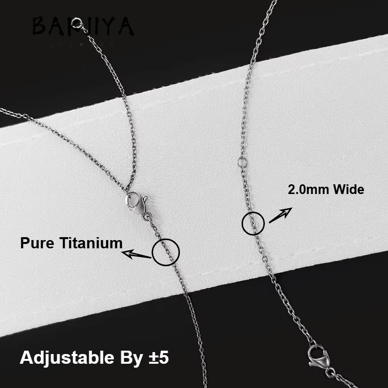 New Pure Titanium Chain Necklace for Women, Seamlessly Welded Ultra-Fine Chain (1.2/1.5/2.0mm) Hypoallergenic, Adjustable ±5mm