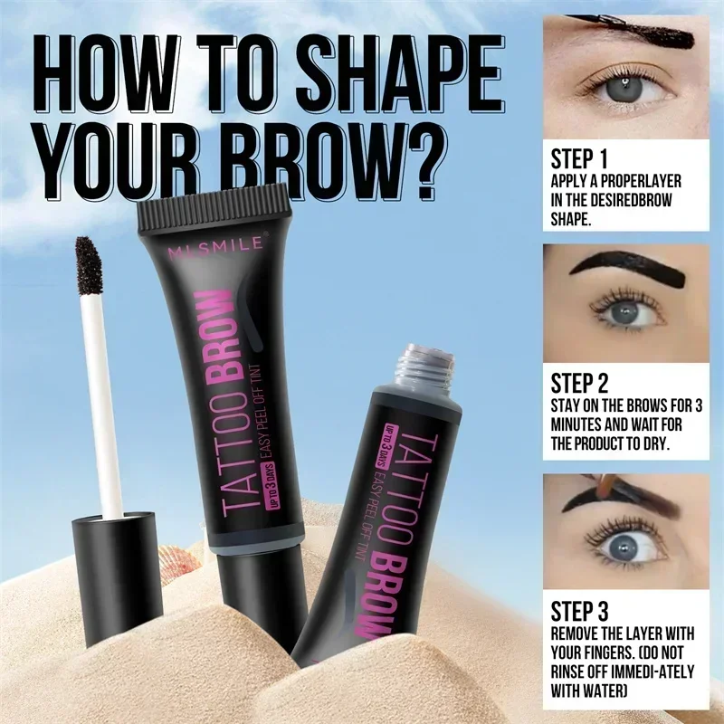 Waterproof Peel Off Eyebrow Gel Semi-Permanent Eye Brow Enhancer Tattoo Tint Long-lasting Black Brown Dye Eyebrow Cream Cosmetic