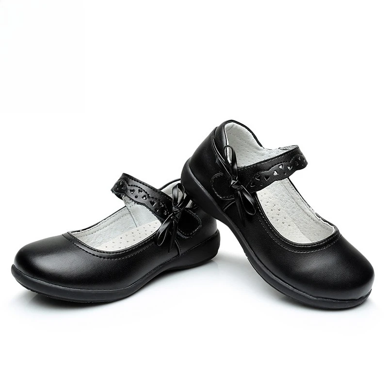 Spring Autumn Girls Soft-soled Mary Jane Lace-up Leather Shoes Kids Buckle Loafers Children School Etiquette Shoes Everyday Wear